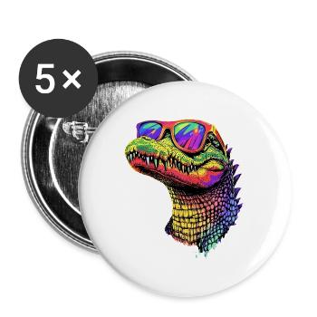 Krokodil Alligator Reptilien Kroko Liebe Krokodile - Buttons groß 56 mm (5er Pack) - Weiß - Vorne