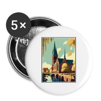 Lübeck Deutschland Vintage Reiseposter WPA Souvenir - Buttons groß 56 mm (5er Pack) - Weiß - Vorne