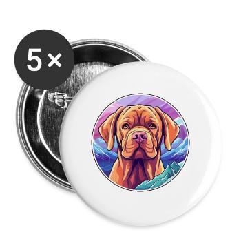 Bordeauxdogge Hunderasse Cartoon Kawaii Waterco - Buttons groß 56 mm (5er Pack) - Weiß - Vorne