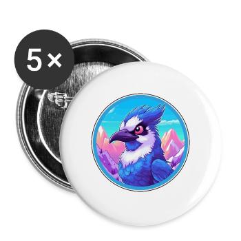 Blauer Eichelhäher Aquarell Karikatur Kawaii Haustier Tier Colo - Buttons groß 56 mm (5er Pack) - Weiß - Vorne