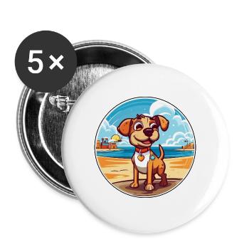 Billy Hund Rasse Cartoon Kawaii Clipart Aquarell - Buttons groß 56 mm (5er Pack) - Weiß - Vorne