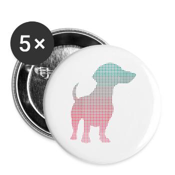 Dackel Mama verpixelt Dachshund Frauen Teckel - Buttons groß 56 mm (5er Pack) - Weiß - Vorne