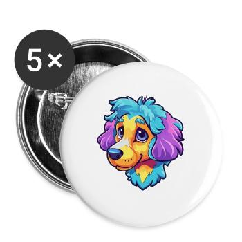 Kyi Leo Hunderasse Cartoon Kawaii Illustration - Buttons groß 56 mm (5er Pack) - Weiß - Vorne