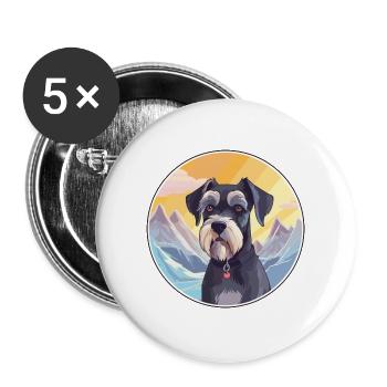 Standard Schnauzer Hunderasse Cartoon Kawaii Waterc - Buttons groß 56 mm (5er Pack) - Weiß - Vorne