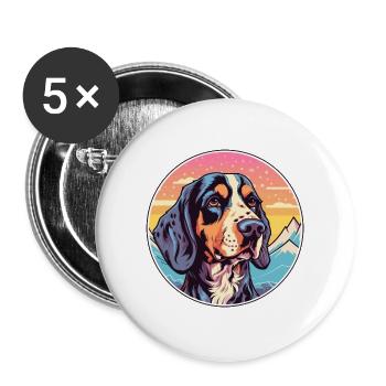 Amerikanischer Leopardenhund Hunderasse Cartoon Kawaii Wa - Buttons groß 56 mm (5er Pack) - Weiß - Vorne