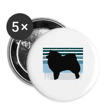 Japanischer Spitz Hundeliebhaber Silhouette Vintage Sonnenuntergang - Buttons groß 56 mm (5er Pack) - Weiß - Vorne