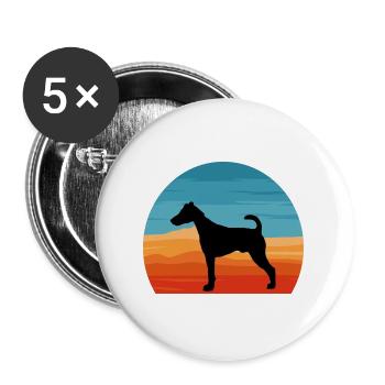 Foxterrier Glatte Hundesilhouette Retro Sonnenuntergang - Buttons groß 56 mm (5er Pack) - Weiß - Vorne