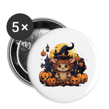 Halloween Cat - Buttons groß 56 mm (5er Pack) - Weiß - Vorne