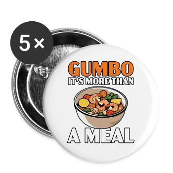 Gumbo-Liebhaber Foodie Louisiana Essen Cajun-Küche - Buttons groß 56 mm (5er Pack) - Weiß - Vorne