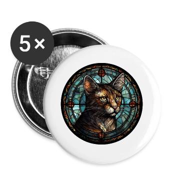 Brasilianische Kurzhaarkatzenrasse Aquarellglas - Buttons groß 56 mm (5er Pack) - Weiß - Vorne