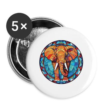 Elefant Bunte Aquarell-Tierillustration - Buttons groß 56 mm (5er Pack) - Weiß - Vorne