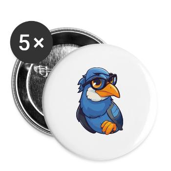 Jay trägt Brille Cartoon Kawaii Illustration - Buttons groß 56 mm (5er Pack) - Weiß - Vorne