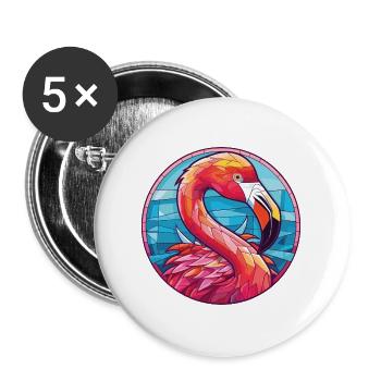 Flamingo Bunte Aquarell-Tierillustration - Buttons groß 56 mm (5er Pack) - Weiß - Vorne