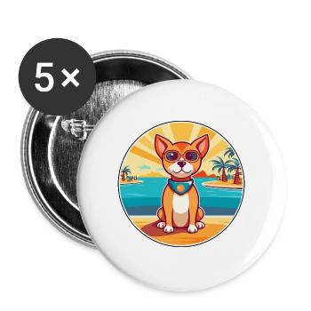 Perro de Presa Mallorquinische Hunderasse Cartoon Kawaii - Buttons groß 56 mm (5er Pack) - Weiß - Vorne