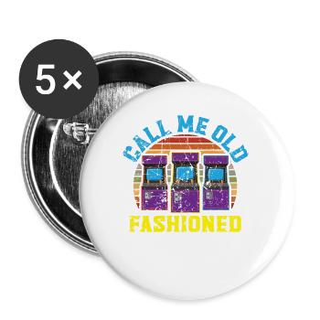 Call Me Old Fashioned Arcade Videospiel Gamer - Buttons groß 56 mm (5er Pack) - Weiß - Vorne