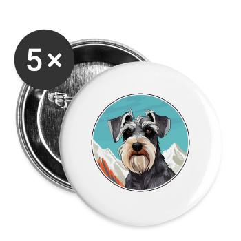 Mittelschnauzer Hunderasse Cartoon Kawaii Watercolo - Buttons groß 56 mm (5er Pack) - Weiß - Vorne
