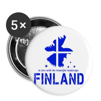 Finnland Finland Suomi - Buttons groß 56 mm (5er Pack) - Weiß - Vorne