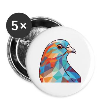 Taube bunte Aquarell-Tier-Haustier-Illustration - Buttons groß 56 mm (5er Pack) - Weiß - Vorne