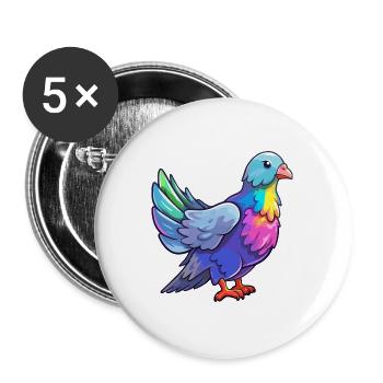 Taube buntes Aquarell Cartoon Kawaii Tier - Buttons groß 56 mm (5er Pack) - Weiß - Vorne