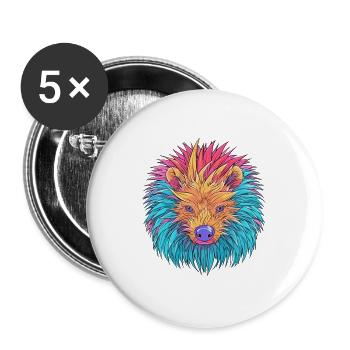 Stachelschwein Bunte Aquarell-Karikatur Kawaii Anima - Buttons groß 56 mm (5er Pack) - Weiß - Vorne