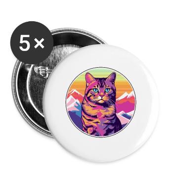 Havanna Braune Katze Bunte Karikatur Aquarell Illus - Buttons groß 56 mm (5er Pack) - Weiß - Vorne