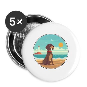 Skandinavische Hunderasse Cartoon Kawaii Clipart Hund - Buttons groß 56 mm (5er Pack) - Weiß - Vorne