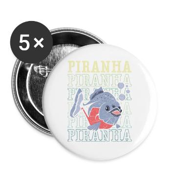 Piranha-Sammler Aquarianer Aquaristik Fischhaltung - Buttons groß 56 mm (5er Pack) - Weiß - Vorne