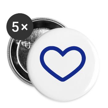 Herz Symbol Blau - Buttons groß 56 mm (5er Pack) - Weiß - Vorne