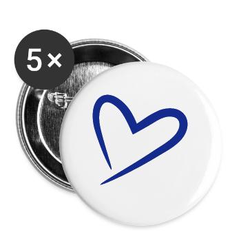 Herz Symbol Blau - Buttons groß 56 mm (5er Pack) - Weiß - Vorne