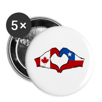 Kanada Chile Flagge Hände Herzform - Buttons groß 56 mm (5er Pack) - Weiß - Vorne