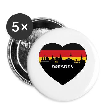 Flaggen-Skyline-Reise-Andenken Dresdens Deutschland - Buttons groß 56 mm (5er Pack) - Weiß - Vorne