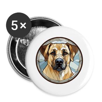 Anatolischer Schäferhund Rasse Aquarellglas - Buttons groß 56 mm (5er Pack) - Weiß - Vorne
