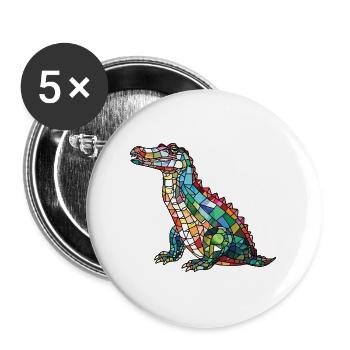 Krokodil Bunte Aquarell-Tierillustration - Buttons groß 56 mm (5er Pack) - Weiß - Vorne