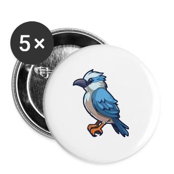 Jay Cartoon Kawaii Aquarellillustration - Buttons groß 56 mm (5er Pack) - Weiß - Vorne