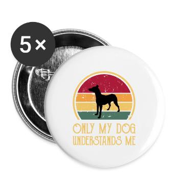 Andalusischer Laufhund Hundeliebhaber Silhouette Retro Sonnenuntergang - Buttons groß 56 mm (5er Pack) - Weiß - Vorne