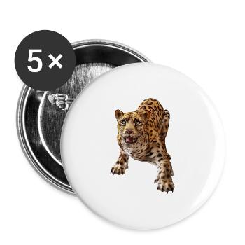Leopard - Buttons groß 56 mm (5er Pack) - Weiß - Vorne