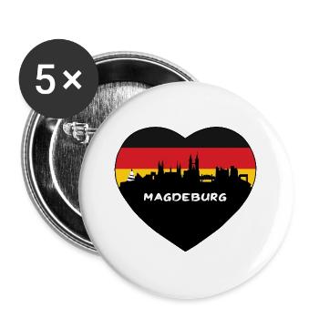 Magdeburg Deutschland Flagge Skyline Reise Souvenir - Buttons groß 56 mm (5er Pack) - Weiß - Vorne