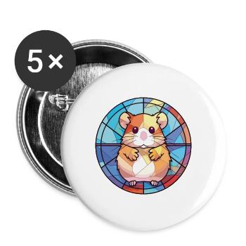 Bunte Aquarell-Tierillustration des Hamsters - Buttons groß 56 mm (5er Pack) - Weiß - Vorne