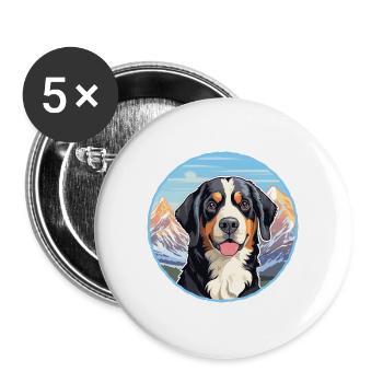 Appenzeller Sennenhund Hunderasse Cartoon Kawaii Wa - Buttons groß 56 mm (5er Pack) - Weiß - Vorne