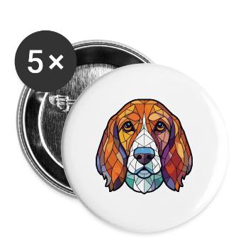Bosnischer grobhaariger Jagdhund Hunderasse Aquarell - Buttons groß 56 mm (5er Pack) - Weiß - Vorne