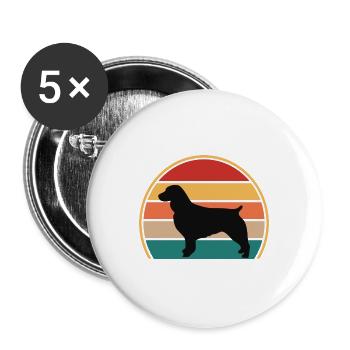 Boykin Spaniel Hund Liebhaber Silhouette Vintage Sonnenuntergang - Buttons groß 56 mm (5er Pack) - Weiß - Vorne