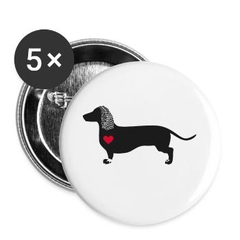 Dackel Viwaldi - der stilvolle Sänger - Buttons groß 56 mm (5er Pack) - Weiß - Vorne
