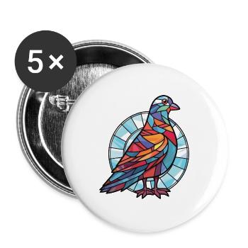 Taube Buntes Aquarell Tier Haustier Illustration - Buttons groß 56 mm (5er Pack) - Weiß - Vorne