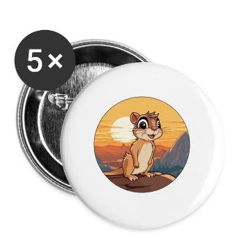 Chipmunk Buntes Aquarell Cartoon Kawaii Tier - Buttons groß 56 mm (5er Pack) - Weiß - Vorne