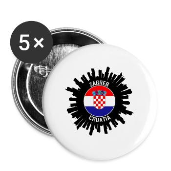 Zagreb Skyline Kroatien Flagge Reise Souvenir - Buttons groß 56 mm (5er Pack) - Weiß - Vorne
