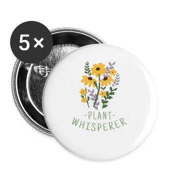 Blumen Pflanzen - Buttons groß 56 mm (5er Pack) - Weiß - Vorne