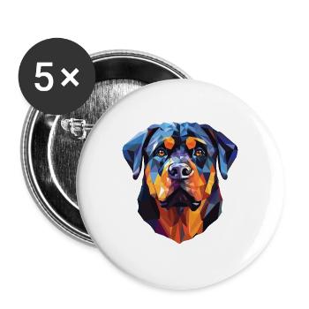 Rottweiler Hunderasse Aquarell Glas Illustration - Buttons groß 56 mm (5er Pack) - Weiß - Vorne