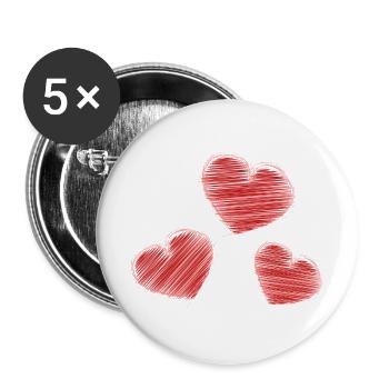 RUHESTAND. ALLES GUTE FÜR DEN RUHESTAND. ALLES GUTE FÜR DEN RUHESTAND. HERZ - Buttons groß 56 mm (5er Pack) - Weiß - Vorne