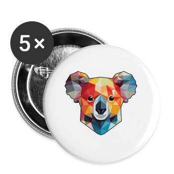 Koala Buntes Aquarell Tier Haustier Illustration - Buttons groß 56 mm (5er Pack) - Weiß - Vorne