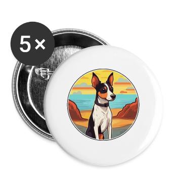 Decker Ratte Terrier Hunderasse Karikatur Kawaii Hund - Buttons groß 56 mm (5er Pack) - Weiß - Vorne